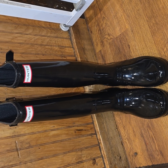 Women's Original Tall Gloss Black Rain Boots Size 8 - Picture 1 of 6
